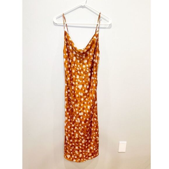 Bardot slip midi dress sketch spot orange - Picture 4 of 6